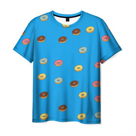 Мужская футболка 3D с принтом Пончики в Белгороде, 100% полиэфир | прямой крой, круглый вырез горловины, длина до линии бедер | Тематика изображения на принте: donut | гомер | еда | пончики | симпсон | фаст