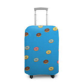 Чехол для чемодана 3D с принтом Пончики в Белгороде, 86% полиэфир, 14% спандекс | двустороннее нанесение принта, прорези для ручек и колес | donut | гомер | еда | пончики | симпсон | фаст