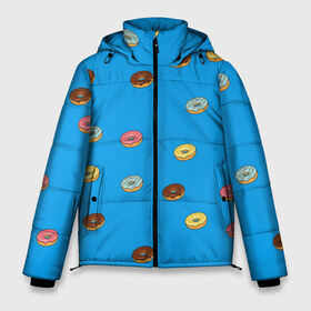Мужская зимняя куртка 3D с принтом Пончики в Белгороде, верх — 100% полиэстер; подкладка — 100% полиэстер; утеплитель — 100% полиэстер | длина ниже бедра, свободный силуэт Оверсайз. Есть воротник-стойка, отстегивающийся капюшон и ветрозащитная планка. 

Боковые карманы с листочкой на кнопках и внутренний карман на молнии. | donut | гомер | еда | пончики | симпсон | фаст