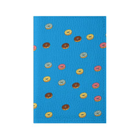 Обложка для паспорта матовая кожа с принтом Пончики в Белгороде, натуральная матовая кожа | размер 19,3 х 13,7 см; прозрачные пластиковые крепления | Тематика изображения на принте: donut | гомер | еда | пончики | симпсон | фаст