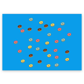 Поздравительная открытка с принтом Пончики в Белгороде, 100% бумага | плотность бумаги 280 г/м2, матовая, на обратной стороне линовка и место для марки
 | donut | гомер | еда | пончики | симпсон | фаст