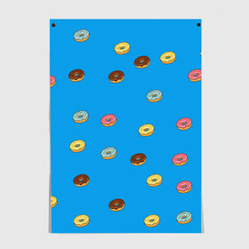 Постер с принтом Пончики в Белгороде, 100% бумага
 | бумага, плотность 150 мг. Матовая, но за счет высокого коэффициента гладкости имеет небольшой блеск и дает на свету блики, но в отличии от глянцевой бумаги не покрыта лаком | donut | гомер | еда | пончики | симпсон | фаст