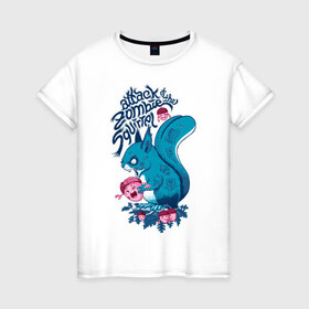 Женская футболка хлопок с принтом Zombie Squirrel в Белгороде, 100% хлопок | прямой крой, круглый вырез горловины, длина до линии бедер, слегка спущенное плечо | squirrel | zombie | белка | зомби