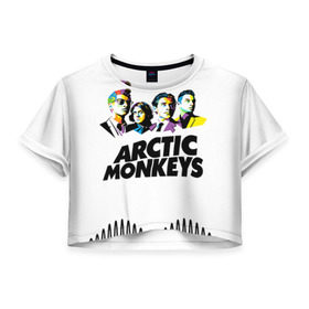 Женская футболка 3D укороченная с принтом Arctic Monkeys 2 в Белгороде, 100% полиэстер | круглая горловина, длина футболки до линии талии, рукава с отворотами | am | arctic | arctic monkeys | monkeys | rock | алекс тёрнер | амы | арктические мартышки | джейми кук | мартышки | мэтт хелдерс. ам | ник омэлли | ник о’мэлли | рок