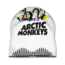 Шапка 3D с принтом Arctic Monkeys 2 в Белгороде, 100% полиэстер | универсальный размер, печать по всей поверхности изделия | am | arctic | arctic monkeys | monkeys | rock | алекс тёрнер | амы | арктические мартышки | джейми кук | мартышки | мэтт хелдерс. ам | ник омэлли | ник о’мэлли | рок