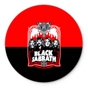 Коврик круглый с принтом Black Sabbath группа в Белгороде, резина и полиэстер | круглая форма, изображение наносится на всю лицевую часть | black sabbath