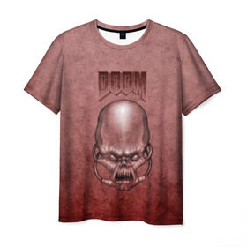 Мужская футболка 3D с принтом Демон (Doom classic) в Белгороде, 100% полиэфир | прямой крой, круглый вырез горловины, длина до линии бедер | розовый | скелет | череп
