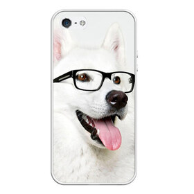 Чехол силиконовый для Телефон Apple iPhone 5/5S с принтом Собака в очках в Белгороде, Силикон | Область печати: задняя сторона чехла, без боковых панелей | Тематика изображения на принте: домашнее | животное | очки | пес | прикол | собака в очках | умный | ученый