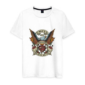 Мужская футболка хлопок с принтом Eagles of Death Metal в Белгороде, 100% хлопок | прямой крой, круглый вырез горловины, длина до линии бедер, слегка спущенное плечо. | дэтметал | метал | мош | орлы