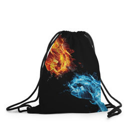 Рюкзак-мешок 3D с принтом Синее и красное пламя в Белгороде, 100% полиэстер | плотность ткани — 200 г/м2, размер — 35 х 45 см; лямки — толстые шнурки, застежка на шнуровке, без карманов и подкладки | кулак | огонь