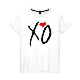 Женская футболка хлопок с принтом XO в Белгороде, 100% хлопок | прямой крой, круглый вырез горловины, длина до линии бедер, слегка спущенное плечо | drake | the weeknd | xo