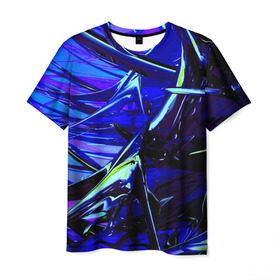 Мужская футболка 3D с принтом Острые шипы в Белгороде, 100% полиэфир | прямой крой, круглый вырез горловины, длина до линии бедер | колючки | металл | прикольные | синие | текстуры | шипы