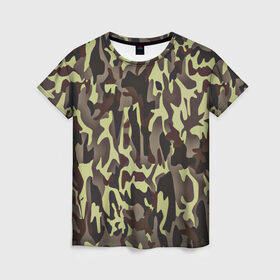 Женская футболка 3D с принтом Камуфляжная форма в Белгороде, 100% полиэфир ( синтетическое хлопкоподобное полотно) | прямой крой, круглый вырез горловины, длина до линии бедер | camo | армия | камо