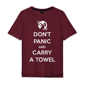 Мужская футболка хлопок Oversize с принтом Dont panic в Белгороде, 100% хлопок | свободный крой, круглый ворот, “спинка” длиннее передней части | автостопом по галактике