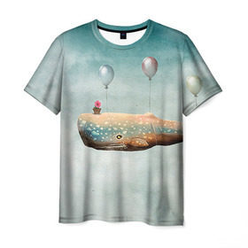 Мужская футболка 3D с принтом Кит в Белгороде, 100% полиэфир | прямой крой, круглый вырез горловины, длина до линии бедер | автостопом по галактике | кит