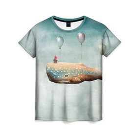 Женская футболка 3D с принтом Кит в Белгороде, 100% полиэфир ( синтетическое хлопкоподобное полотно) | прямой крой, круглый вырез горловины, длина до линии бедер | автостопом по галактике | кит