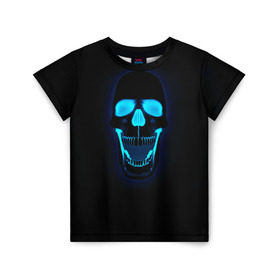 Детская футболка 3D с принтом Весёлый череп в Белгороде, 100% гипоаллергенный полиэфир | прямой крой, круглый вырез горловины, длина до линии бедер, чуть спущенное плечо, ткань немного тянется | позитив | прикол | смех | череп | чёрный юмор