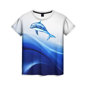 Женская футболка 3D с принтом Дельфин в Белгороде, 100% полиэфир ( синтетическое хлопкоподобное полотно) | прямой крой, круглый вырез горловины, длина до линии бедер | дельфин | море | рыбка