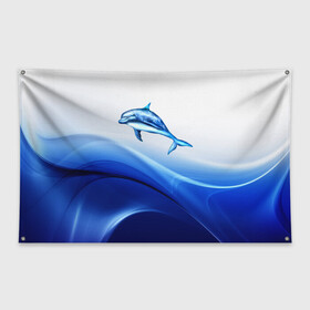 Флаг-баннер с принтом Дельфин в Белгороде, 100% полиэстер | размер 67 х 109 см, плотность ткани — 95 г/м2; по краям флага есть четыре люверса для крепления | дельфин | море | рыбка