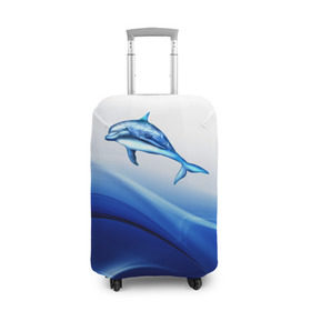 Чехол для чемодана 3D с принтом Дельфин в Белгороде, 86% полиэфир, 14% спандекс | двустороннее нанесение принта, прорези для ручек и колес | дельфин | море | рыбка