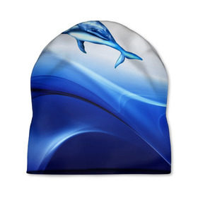Шапка 3D с принтом Дельфин в Белгороде, 100% полиэстер | универсальный размер, печать по всей поверхности изделия | дельфин | море | рыбка