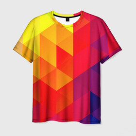 Мужская футболка 3D с принтом Trianse в Белгороде, 100% полиэфир | прямой крой, круглый вырез горловины, длина до линии бедер | new | красный | прикольные | ромб | текстуры | треугольник