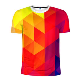 Мужская футболка 3D спортивная с принтом Trianse в Белгороде, 100% полиэстер с улучшенными характеристиками | приталенный силуэт, круглая горловина, широкие плечи, сужается к линии бедра | Тематика изображения на принте: new | красный | прикольные | ромб | текстуры | треугольник