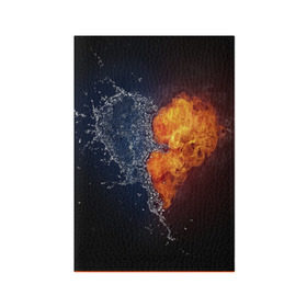 Обложка для паспорта матовая кожа с принтом Water and flames heart в Белгороде, натуральная матовая кожа | размер 19,3 х 13,7 см; прозрачные пластиковые крепления | вода | огонь огонь и вода | пар | прикольное | разное | сердце