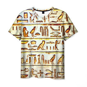 Мужская футболка 3D с принтом Иероглифы в Белгороде, 100% полиэфир | прямой крой, круглый вырез горловины, длина до линии бедер | египет | иероглифы | история | страны | цевилизация