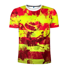 Мужская футболка 3D спортивная с принтом Полосы(гранж) в Белгороде, 100% полиэстер с улучшенными характеристиками | приталенный силуэт, круглая горловина, широкие плечи, сужается к линии бедра | арт | гранж | краска | полосы | прикольные | радуга | цветные