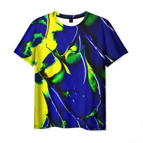 Мужская футболка 3D с принтом Брызги красок в Белгороде, 100% полиэфир | прямой крой, круглый вырез горловины, длина до линии бедер | мазки | цветные