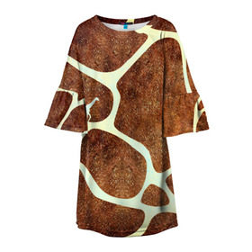 Детское платье 3D с принтом Жирафик в Белгороде, 100% полиэстер | прямой силуэт, чуть расширенный к низу. Круглая горловина, на рукавах — воланы | Тематика изображения на принте: жираф | жирафик | текстуры