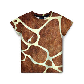 Детская футболка 3D с принтом Жирафик в Белгороде, 100% гипоаллергенный полиэфир | прямой крой, круглый вырез горловины, длина до линии бедер, чуть спущенное плечо, ткань немного тянется | жираф | жирафик | текстуры
