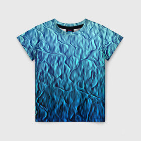Детская футболка 3D с принтом Волны в Белгороде, 100% гипоаллергенный полиэфир | прямой крой, круглый вырез горловины, длина до линии бедер, чуть спущенное плечо, ткань немного тянется | бирюзовый | волны | линии