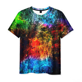 Мужская футболка 3D с принтом Краска в Белгороде, 100% полиэфир | прямой крой, круглый вырез горловины, длина до линии бедер | краска | одежда | потертости | прикольные