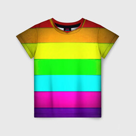 Детская футболка 3D с принтом Rainbow в Белгороде, 100% гипоаллергенный полиэфир | прямой крой, круглый вырез горловины, длина до линии бедер, чуть спущенное плечо, ткань немного тянется | 