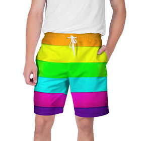 Мужские шорты 3D с принтом Rainbow в Белгороде,  полиэстер 100% | прямой крой, два кармана без застежек по бокам. Мягкая трикотажная резинка на поясе, внутри которой широкие завязки. Длина чуть выше колен | 