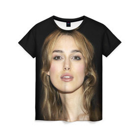 Женская футболка 3D с принтом Кира Найтли в Белгороде, 100% полиэфир ( синтетическое хлопкоподобное полотно) | прямой крой, круглый вырез горловины, длина до линии бедер | keira knightley | британская актриса | кира найтли | оскар