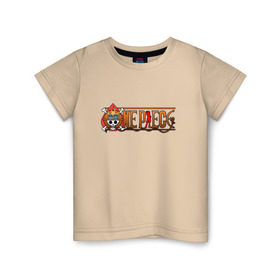 Детская футболка хлопок с принтом One Piece - logo Ace в Белгороде, 100% хлопок | круглый вырез горловины, полуприлегающий силуэт, длина до линии бедер | ван пис | лого | луффи | мугивара | пираты | эйс