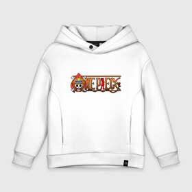 Детское худи Oversize хлопок с принтом One Piece - logo Ace в Белгороде, френч-терри — 70% хлопок, 30% полиэстер. Мягкий теплый начес внутри —100% хлопок | боковые карманы, эластичные манжеты и нижняя кромка, капюшон на магнитной кнопке | Тематика изображения на принте: ван пис | лого | луффи | мугивара | пираты | эйс