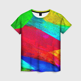 Женская футболка 3D с принтом Краска в Белгороде, 100% полиэфир ( синтетическое хлопкоподобное полотно) | прямой крой, круглый вырез горловины, длина до линии бедер | гранж | краска | новые | прикольные | текстуры | цветные