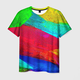 Мужская футболка 3D с принтом Краска в Белгороде, 100% полиэфир | прямой крой, круглый вырез горловины, длина до линии бедер | гранж | краска | новые | прикольные | текстуры | цветные