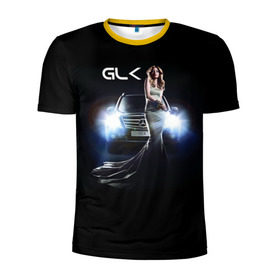 Мужская футболка 3D спортивная с принтом Mersedes GLK в Белгороде, 100% полиэстер с улучшенными характеристиками | приталенный силуэт, круглая горловина, широкие плечи, сужается к линии бедра | glk | mersedes | автомобиль | девушка | мерседес