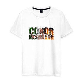 Мужская футболка хлопок с принтом Конор Макгрегор в Белгороде, 100% хлопок | прямой крой, круглый вырез горловины, длина до линии бедер, слегка спущенное плечо. | Тематика изображения на принте: conor | mcgregor | ufc | грегор | ирландия | мак