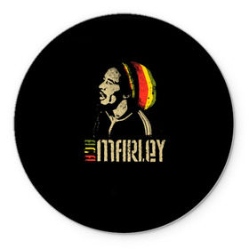 Коврик круглый с принтом Bob Marley в Белгороде, резина и полиэстер | круглая форма, изображение наносится на всю лицевую часть | Тематика изображения на принте: bob marley | боб марли | музыка | регги | ямайка
