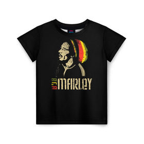 Детская футболка 3D с принтом Bob Marley в Белгороде, 100% гипоаллергенный полиэфир | прямой крой, круглый вырез горловины, длина до линии бедер, чуть спущенное плечо, ткань немного тянется | bob marley | боб марли | музыка | регги | ямайка