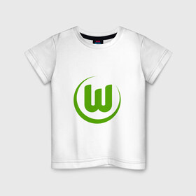 Детская футболка хлопок с принтом Вольфсбург в Белгороде, 100% хлопок | круглый вырез горловины, полуприлегающий силуэт, длина до линии бедер | wolfsburg | футбол