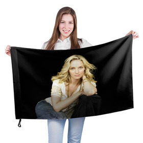 Флаг 3D с принтом Ума Турман в Белгороде, 100% полиэстер | плотность ткани — 95 г/м2, размер — 67 х 109 см. Принт наносится с одной стороны | uma karuna thurman | актриса | американская | ума каруна турман