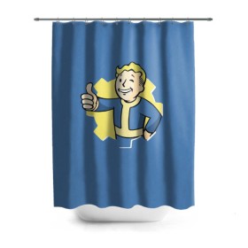 Штора 3D для ванной с принтом Fallout в Белгороде, 100% полиэстер | плотность материала — 100 г/м2. Стандартный размер — 146 см х 180 см. По верхнему краю — пластиковые люверсы для креплений. В комплекте 10 пластиковых колец | fallout | фалаут