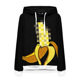 Женская толстовка 3D с принтом Банан 18+ в Белгороде, 100% полиэстер  | двухслойный капюшон со шнурком для регулировки, мягкие манжеты на рукавах и по низу толстовки, спереди карман-кенгуру с мягким внутренним слоем. | банан | большой банан | ххх